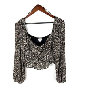 Le Lis Collection Peach Floral Long Sleeve Blouse NWT